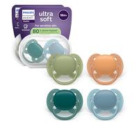 Philips Avent chupetes ultra soft: diseño anatómico, para bebés a partir de 18 meses, escudo flexible, tetina simétrica extrafirme de silicona, sin BPA, con 2 fundas, paquete de 4, SCF093/08