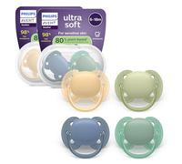 Philips Avent chupetes ultra soft: diseño anatómico, para bebés de 6 a 18 meses, escudo flexible, tetina simétrica de silicona, sin BPA, 2 fundas esterilizadoras, paquete de 4, SCF091/53