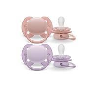Philips Avent - Chupetes ultra suaves 0-6 meses color morado/rosa (2 unidades)