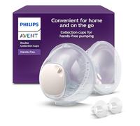 Philips Avent copas recolectoras dobles manos libres, copas recolectoras ultraligeras y transparentes para extractor de leche eléctrico, 4 protectores para el pecho (2x 21 mm y 2x 24 mm), SCF439/01