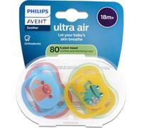 Philips Avent Eco UltAir Chupetes 18M+ Deco Azul Amarillo 2uds
