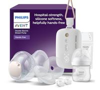 Philips Avent extractor de leche eléctrico doble manos libres, motor con gran capacidad de succión, imita el ritmo de ingesta del bebé, bombea hasta 85 veces por minuto, 4 cojines, SCF547/11