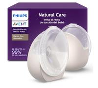 Philips Avent Natural Care portátil Extractor de leche eléctrico doble - Imita el ritmo natural de succión del bebé, cojín de silicona SkinSense, motor de potencia hospitalaria, SCF495/11