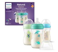 Philips Avent Natural Response biberones de 260 ml con tetinas de flujo medio (Flow 3), paquete de 3, con diseño tropical, SCY903/73