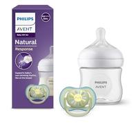 Philips Avent Natural Response, set de regalo para bebés: biberón Natural Response de 125 ml con tetina T2 (para bebés de 0 meses o más), chupete Ultra Air, modelo SCD837/10