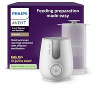 Philips Avent Premium calentador y esterilizador 2 en 1 con tecnología de baño de agua estándar de calidad hospitalaria, sensor de temperatura inteligente, prevención de zonas calientes, SCF359/00