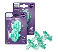 Philips Avent SCF190/41 - Chupetes ortodónticos Soothie para bebés, 100 % silicona, sin BPA, para bebés de 0 a 3 meses, color verde, paquete de 4 unidades