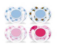 Philips Avent SCF196/01 - Chupete decorado, 0-6 meses, tetina de silicona anatómica, capuchón higiénico encajable, 2 unidades, surtido: colores aleatorios