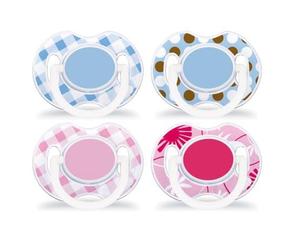 Philips Avent SCF196/01 - Chupete decorado, 0-6 meses, tetina de silicona anatómica, capuchón higiénico encajable, 2 unidades, surtido: colores aleatorios