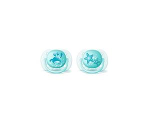 Philips Avent SCF226/20 - Pack de dos chupetes ultra suaves y flexibles, decorados, 0-6 meses, niño, color azul marino