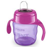 Philips Avent SCF551/03 - Vaso con boquilla de silicona para niña, válvula antigoteo, sin BPA, para bebe de 6 meses, 200 ml, color rosa