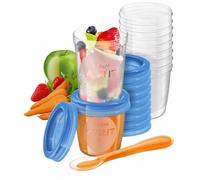 Philips AVENT, Set de Almacenamiento de comida para tu Bebé. Incluye 10 recipientes de 180ml, 10 recipientes de 240ml, 20 tapas, 1 cuchara y 1 libro de recetas para tu Bebé. (SCF721/20)