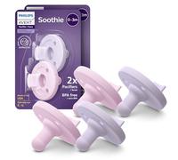 Philips Avent Soothie Chupete para bebé 100% silicona para bebés de 0-3 meses, diseño de una sola pieza, sin BPA, extra duradero, lila y rosa, modelo SCF190/70