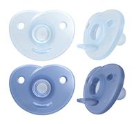 Philips AVENT Soothie SCF099/41 - Chupete con forma de corazón, color azul y azul claro, para 0-3 meses, paquete de 4 unidades
