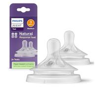 Philips Avent Tetina de biberón Natural Response: 2 tetinas de biberón de flujo 3 para recién nacidos, a partir de 1 mes, sin BPA (modelo SCY963/02)