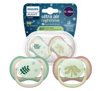 Philips Avent Ultra Air Chupete ortodóntico para la noche, de 6 a 18 meses - Paquete de 2