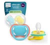 Philips Avent ultra air chupetes: diseño anatómico, para bebés a partir de 18 meses, tetina simétrica de silicona suave, sin BPA, con estuche esterilizador, paquete de 2, SCF349/57