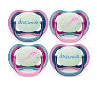 Philips Avent Ultra Air Night Chupete para bebé, de 6 a 18 meses, 4 unidades, contenedores de transporte y esterilización, 6-18 m