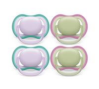 Philips Avent Ultra Air Pacifier 0-6 m, color lila y verde pastel, 4 unidades SCF085/50