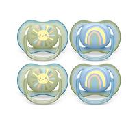 Philips Avent Ultra Air Pacifier 0-6 m, Smiling Sun/Blue Rainbow, 4 pack de 4 unidades SCF085/49