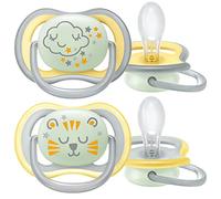 Philips Avent Ultra Air SCF376/01 - Chupete para niños a partir de 18 meses con botón que brilla en la oscuridad, sin bisfenol A, 2 unidades, incluye esterilizador/bolsa de transporte