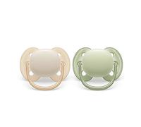 Philips Avent Ultra Soft Soother: 2 chupetes suaves y flexibles para bebés de 0 a 6 meses, sin BPA y con funda de transporte esterilizadora (modelo SCF091/05)
