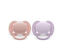Philips Avent - Chupetes ultra suaves 0-6 meses color morado/rosa (2 unidades)