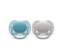Philips Avent - Chupetes ultra suaves 6-18 meses azul claro y gris (2 unidades)