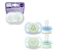Philips Avent - 2 chupetes nocturnos Ultra Start verde y azul (0-2m)