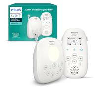 Philips Avent vigilabebés con Audio DECT con luz Nocturna y Canciones de Cuna, intercomunicador bidireccional, 330 m de Alcance y 18 h de Uso, conexión Segura, Sensor de Temperatura, SCD713/26
