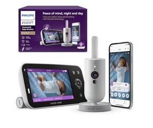 Philips Avent vigilabebés conectado Premium, el monitor más avanzado de Avent hasta la fecha, seguimiento del sueño y la respiración por IA, traducción del llanto, SCD973/26