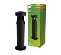 Philips Avery Bolardo de Exterior Solar LED, Luz Blanca Cálida, 2700 K, 200 lm, IP44, Resistente a la intemperie, negro