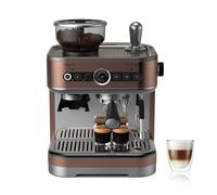 PHILIPS Barista Brew - Cafetera espresso semiautomática. Botón para espresso simple y doble + americano, recipiente doble para granos de 280 g, apisonado calibrado, cappuccino de metal (PSA3228/41)
