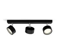 Philips Barra de Iluminación Bracia, con 3 Focos, 5.5W, 550 lm, Luz Blanca Cálida 2700k, Negro