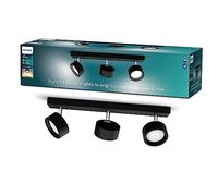 Philips Barra de Iluminación Bracia, con 3 Focos, 5.5W, 550 lm, Luz Blanca Cálida 2700k, Negro