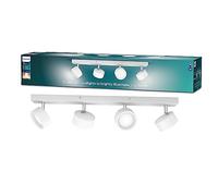 Philips Barra de Iluminación Bracia, con 4 Focos, 5.5W, 550 lm Luz Blanca Cálida 2700k, Blanco
