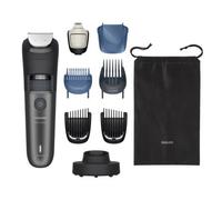 Recortadora de barba Philips Serie 7000 - Cuchillas autoafilables, 40 posiciones ajustables, sensor, sistema recogedor de vello, base de carga, 100% resistente al agua, funda blanda, BT7660/15