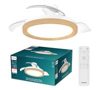 PHILIPS Bliss Lámpara de Techo con Ventilador Aspas Retráctiles LED, 3 Aspas, 106 Cm de Envergadura, 4500 Lúmenes, Luz Blanca Ajustable de 3000 K a 6500 K, Regulable al 5%, Mando a Distancia, Madera