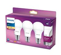 Philips - Bombilla LED 100W estándar E27 luz blanca cálida 230V, mate, no regulable pack 3 [Clase de eficiencia energética E]