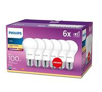 Philips - Bombilla LED 100W estándar E27 luz blanca cálida 230V, mate, no regulable pack 6