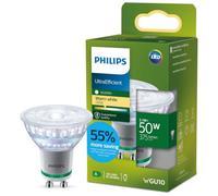 Philips Bombilla LED Clásica Tipo foco Philips Eficiente, Casquillo GU10 2.1W, 375 Lúmens, Luz Blanca Cálida 2700k, Clase Energetica A