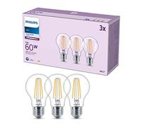 Philips - Bombilla LED clásica transparente 7W (Eq. 60W) 850 lúmenes casquillo E27, Luz Blanca Fría (4000K) - Pack de 3 Bombillas