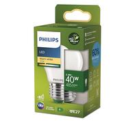 Philips Bombilla LED clásica ultra eficiente con eficiencia energética clase A, base E27, sustituye a 40 W, esmerilada, luz blanca cálida, forma de lágrima