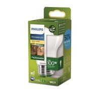 Philips Bombilla LED clásica, UltraEfficient,100W, 1535Lm, A60, E27 2700K, cristal mate, regulable