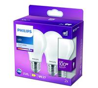 Philips - Bombilla LED cristal 100W estándar E27 luz blanca fría, mate, no regulable pack 2