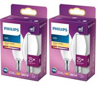 Philips - Bombilla LED cristal 25W B35 E14 luz blanca cálida, mate, no regulable pack 2 (Paquete de 2)