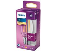 Philips - Bombilla LED Cristal, 60W, E14, Vela Filamento, Filamento, Luz Blanca Cálida, No Regulable
