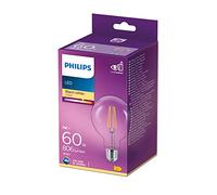Philips - Bombilla LED cristal 60W Globo E27 luz blanca cálida, transparente, no regulable, 1 Unidad (Paquete de 1)