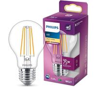 Philips - Bombilla LED cristal 75W E27 luz blanca cálida estándar, transparente, no regulable
