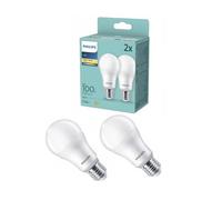 PHILIPS Bombilla LED de 13 W cálida, 2700 K, E27, 100 W, 1521 lm, 2 unidades por paquete, bombillas de bajo consumo